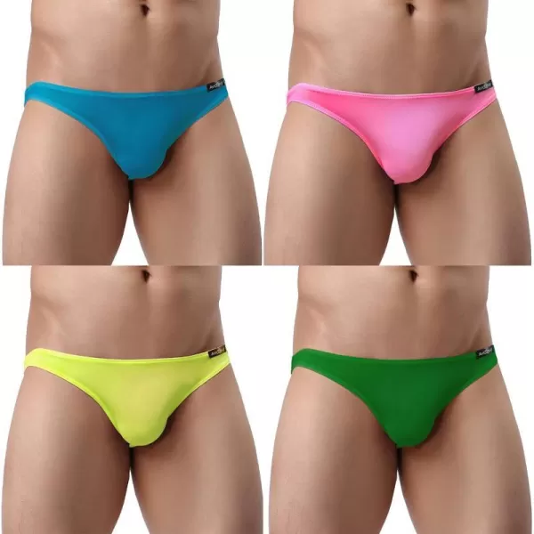 Avidlove Underwear Mens 4 Pack Classic Low Rise Stretchy Hip Briefs BikiniPeacock BlueBright PinkYellowGreen21