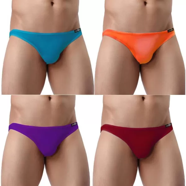 Avidlove Underwear Mens 4 Pack Classic Low Rise Stretchy Hip Briefs BikiniPeacock BlueOrangeRedDark Purple20