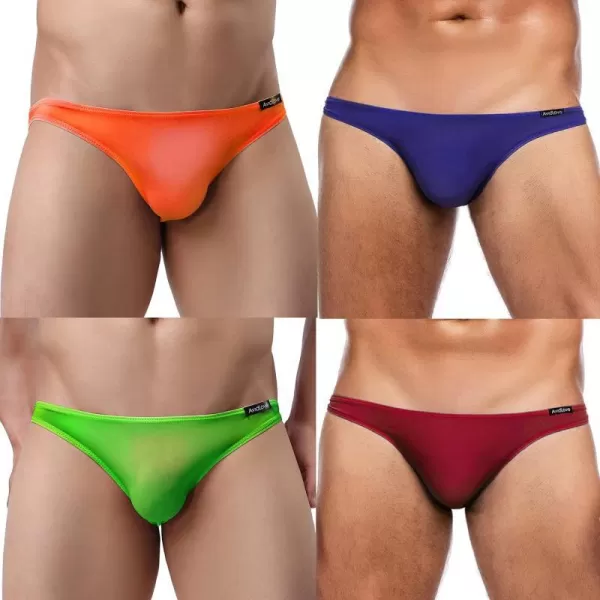 Avidlove Underwear Mens 4 Pack Classic Low Rise Stretchy Hip Briefs BikiniRedOrangePurpleApple Green19