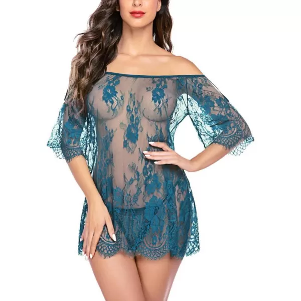 Avidlove Women Chemises Lace Smock Lingerie Mini Babydoll S4XLPeacock Blue