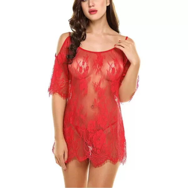 Avidlove Women Chemises Lace Smock Lingerie Mini Babydoll S4XLRed