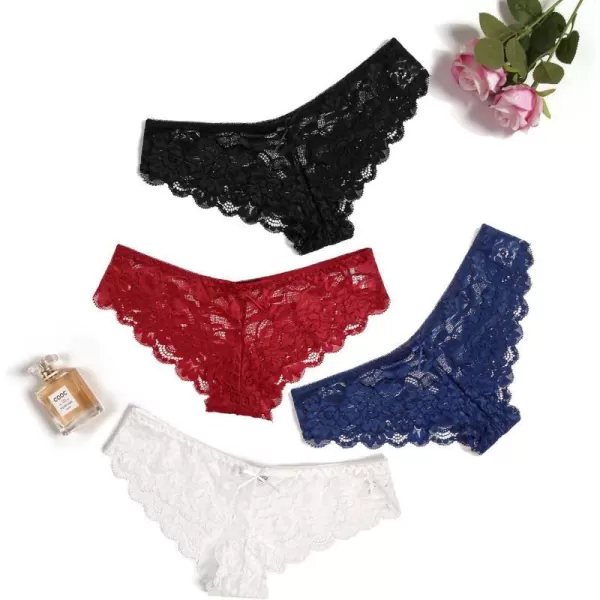 Avidlove Women Floral Lace Panties Sexy Hipster Underwear VShape Waistband Tangas4 Pcs1