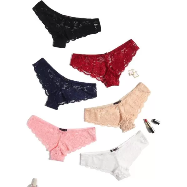 Avidlove Women Floral Lace Panties Sexy Hipster Underwear VShape Waistband Tangas6 Pcs1