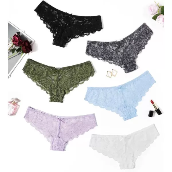 Avidlove Women Floral Lace Panties Sexy Hipster Underwear VShape Waistband Tangas6 Pcs2