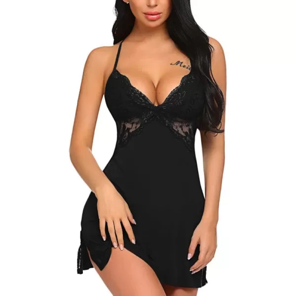 Avidlove Women Lingerie Lace Chemise Sleepwear Babydoll Teddy LingerieDull Black