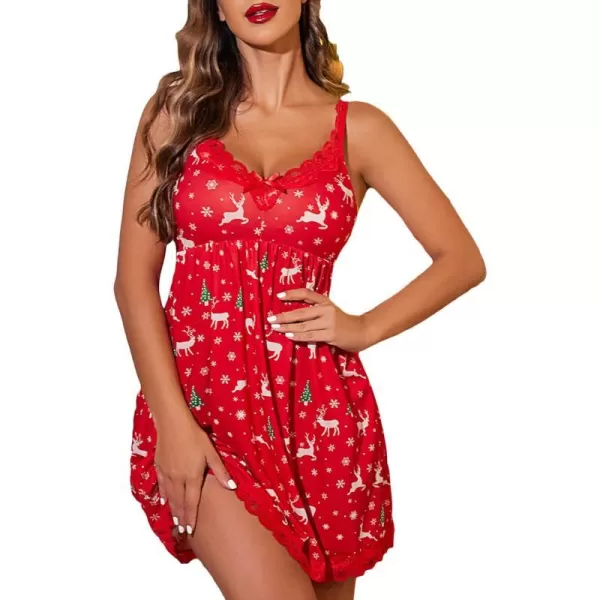 Avidlove Women Sexy Sleepwear Lace Chemise Nightgown Full Slip Babydoll SleepwearChristmas Red