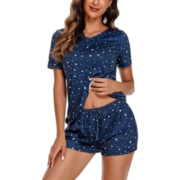 Avidlove Womens Shorts Pajama Set Short Sleeve Sleepwear Nightwear Pjs SXXLBluewhite Print