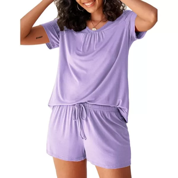 Avidlove Womens Shorts Pajama Set Short Sleeve Sleepwear Nightwear Pjs SXXLLight Purple