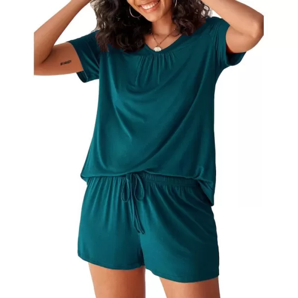 Avidlove Womens Shorts Pajama Set Short Sleeve Sleepwear Nightwear Pjs SXXLZ Blue Green