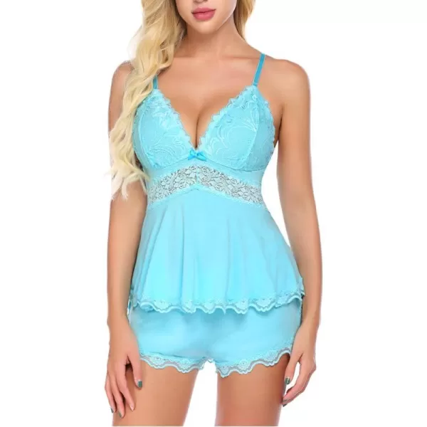 Avidlove Womens Sweetness Cami Set Lace Camisole Lingerie Nightwear Sexy Pajamas Lounge SetsBlue