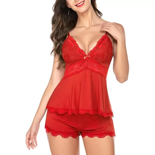 Avidlove Womens Sweetness Cami Set Lace Camisole Lingerie Nightwear Sexy Pajamas Lounge SetsRed