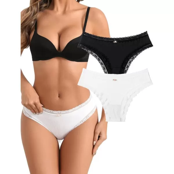 Avidlove Womens Underwear Hipster Panties Lace Bikini Brief Underwear 2 amp 4 Pack SXXLBlackWhite