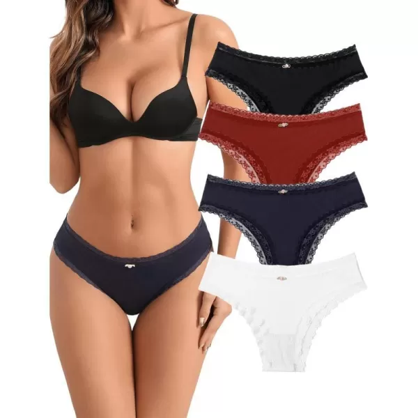 Avidlove Womens Underwear Hipster Panties Lace Bikini Brief Underwear 2 amp 4 Pack SXXLBlackWine RedNavy BlueWhite