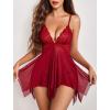 imageAvidlove Women Lace Lingerie Front Closure Babydoll V Neck Nightwear Sexy Chemise NightieB Deep Red