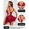 imageAvidlove Women Lace Lingerie Front Closure Babydoll V Neck Nightwear Sexy Chemise NightieB Deep Red