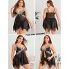 imageAvidlove Women Lace Lingerie Front Closure Babydoll V Neck Nightwear Sexy Chemise NightieBdark Black