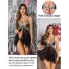 imageAvidlove Women Lace Lingerie Front Closure Babydoll V Neck Nightwear Sexy Chemise NightieBdark Black