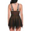 imageAvidlove Women Lace Lingerie Front Closure Babydoll V Neck Nightwear Sexy Chemise NightieBdark Black