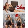 imageAvidlove Women Lace Lingerie Front Closure Babydoll V Neck Nightwear Sexy Chemise NightieBdark Black