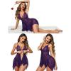 imageAvidlove Women Lace Lingerie Front Closure Babydoll V Neck Nightwear Sexy Chemise NightieBdeep Purple