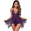 imageAvidlove Women Lace Lingerie Front Closure Babydoll V Neck Nightwear Sexy Chemise NightieBdeep Purple