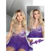 imageAvidlove Women Lace Lingerie Front Closure Babydoll V Neck Nightwear Sexy Chemise NightieBpurple