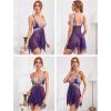 imageAvidlove Women Lace Lingerie Front Closure Babydoll V Neck Nightwear Sexy Chemise NightieBpurple