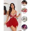 imageAvidlove Women Lace Lingerie Front Closure Babydoll V Neck Nightwear Sexy Chemise NightieBred Sequin