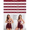 imageAvidlove Women Lace Lingerie Front Closure Babydoll V Neck Nightwear Sexy Chemise NightieBurgundy Butterfly Print
