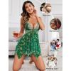 imageAvidlove Women Lace Lingerie Front Closure Babydoll V Neck Nightwear Sexy Chemise NightieClover Print