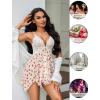 imageAvidlove Women Lace Lingerie Front Closure Babydoll V Neck Nightwear Sexy Chemise NightieStrawberry Print
