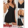 imageAvidlove Women Nightgown Sexy Sleepwear Lace Chemise Vneck Modal Babydoll Lounge DressBlack