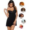 imageAvidlove Women Nightgown Sexy Sleepwear Lace Chemise Vneck Modal Babydoll Lounge DressBlack