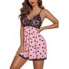 imageAvidlove Women Nightgown Sexy Sleepwear Lace Chemise Vneck Modal Babydoll Lounge DressBlack Heart
