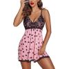 imageAvidlove Women Nightgown Sexy Sleepwear Lace Chemise Vneck Modal Babydoll Lounge DressBlack Heart