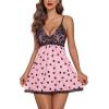 imageAvidlove Women Nightgown Sexy Sleepwear Lace Chemise Vneck Modal Babydoll Lounge DressBlack Heart