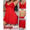 imageAvidlove Women Nightgown Sexy Sleepwear Lace Chemise Vneck Modal Babydoll Lounge DressChristmas Red