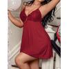 imageAvidlove Women Nightgown Sexy Sleepwear Lace Chemise Vneck Modal Babydoll Lounge DressDark Red