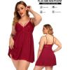 imageAvidlove Women Nightgown Sexy Sleepwear Lace Chemise Vneck Modal Babydoll Lounge DressDark Red