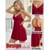 imageAvidlove Women Nightgown Sexy Sleepwear Lace Chemise Vneck Modal Babydoll Lounge DressDark Red