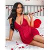 imageAvidlove Women Nightgown Sexy Sleepwear Lace Chemise Vneck Modal Babydoll Lounge DressDark Red