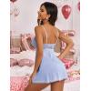 imageAvidlove Women Nightgown Sexy Sleepwear Lace Chemise Vneck Modal Babydoll Lounge DressLight Blue 1