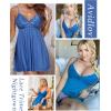 imageAvidlove Women Nightgown Sexy Sleepwear Lace Chemise Vneck Modal Babydoll Lounge DressLight Blue