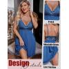imageAvidlove Women Nightgown Sexy Sleepwear Lace Chemise Vneck Modal Babydoll Lounge DressLight Blue