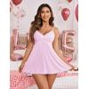imageAvidlove Women Nightgown Sexy Sleepwear Lace Chemise Vneck Modal Babydoll Lounge DressLight Pink