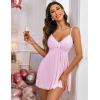 imageAvidlove Women Nightgown Sexy Sleepwear Lace Chemise Vneck Modal Babydoll Lounge DressLight Pink
