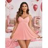 imageAvidlove Women Nightgown Sexy Sleepwear Lace Chemise Vneck Modal Babydoll Lounge DressPink
