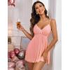 imageAvidlove Women Nightgown Sexy Sleepwear Lace Chemise Vneck Modal Babydoll Lounge DressPink