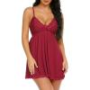 imageAvidlove Women Nightgown Sexy Sleepwear Lace Chemise Vneck Modal Babydoll Lounge DressDark Red