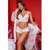 imageAvidlove Women Sexy Lingerie Set 3 Piece Bra and Panty Sets with Lace Kimono Robe Sleepwear Mesh NightgownWhite